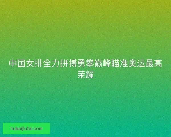 中国女排全力拼搏勇攀巅峰瞄准奥运最高荣耀